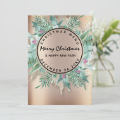 Weihnachtsfeiertag Wintermenü Rose Wreath Menükarte (Stehend Vorderseite)