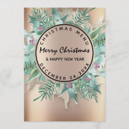 Weihnachtsfeiertag Wintermenü Rose Wreath Menükarte