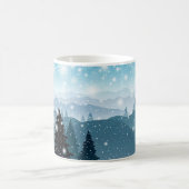 Weihnachtsfeiertag Winterschnee Pinienbäume Kaffeetasse (Mittel)