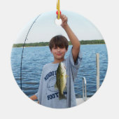 Weihnachtsfeiertag Wood Whimsical Wildlife Fischen Keramik Ornament (Hinten)