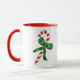 Weihnachtsfeiertag Zuckerrohr mit grünem Bogen Tasse