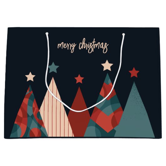 Weihnachtsfeiertage abstrakte Weihnachtsbäume Große Geschenktüte (Vorderseite)
