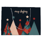 Weihnachtsfeiertage abstrakte Weihnachtsbäume Große Geschenktüte (Rückseite)