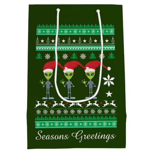 Weihnachtsfeiertage Außerirdischen Mittlere Geschenktüte (Rückseite)