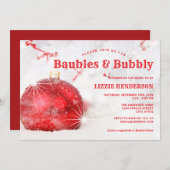 Weihnachtsfeiertage Baubles Bubbly Brautparty Einladung (Vorne/Hinten)