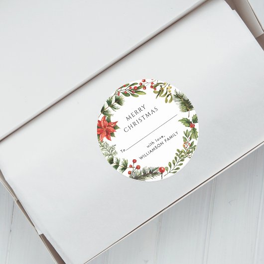 Weihnachtsfeiertage Botanische Moderne Runder Aufkleber