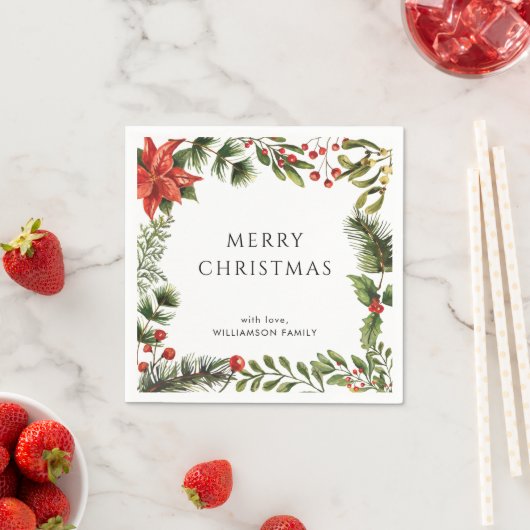 Weihnachtsfeiertage Botanisches Elegantepapier Serviette (Beispiel)