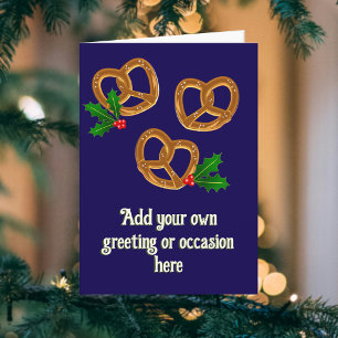 Weihnachtsfeiertage Bretzels mit Holly - Text hinz Karte
