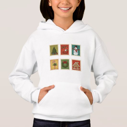 Weihnachtsfeiertage Briefmarke Hoodie (Vorderseite)