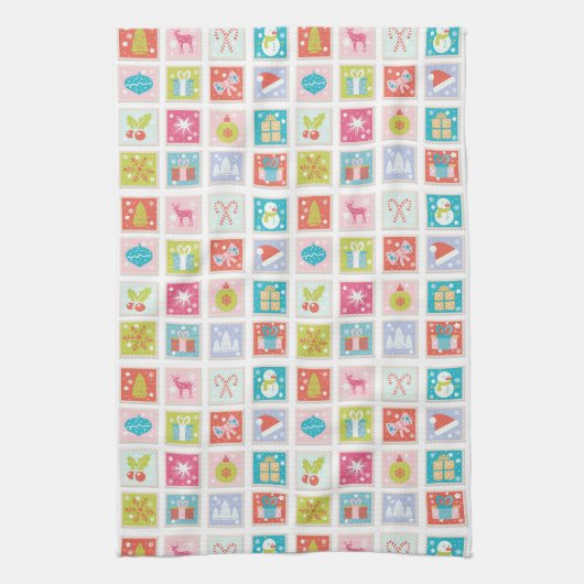 Weihnachtsfeiertage Briefmarke Muster Geschirrtuch (Vertikal)