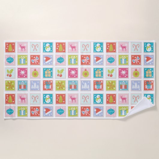 Weihnachtsfeiertage Briefmarke Muster Strandtuch (Vorderseite)