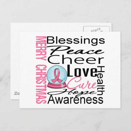 Weihnachtsfeiertage Brustkrebs-Collage Feiertagspostkarte (Vorne/Hinten)