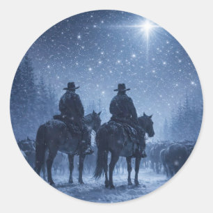Weihnachtsfeiertage Cowboys Pferde Rinder Nordster Runder Aufkleber