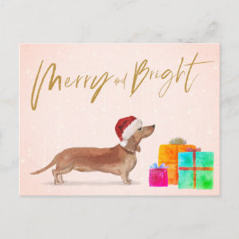 Weihnachtsfeiertage Dackel Dog Merry Bright Postkarte