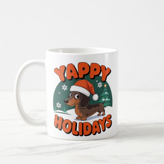 Weihnachtsfeiertage Dackel Dog Yappy Holidays Kaffeetasse (Links)