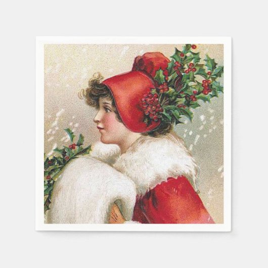 Weihnachtsfeiertage Dame Party Servietten (Vorderseite)