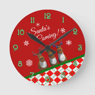 Weihnachtsfeiertage des Weihnachtsmanns Runde Wanduhr