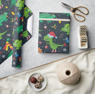 Weihnachtsfeiertage Dinosaurier Wrapping Paper Geschenkpapier