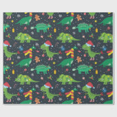 Weihnachtsfeiertage Dinosaurier Wrapping Paper Geschenkpapier (Flach)