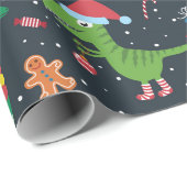 Weihnachtsfeiertage Dinosaurier Wrapping Paper Geschenkpapier (Rolleneckpunkt)