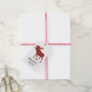 Weihnachtsfeiertage Elche Rotes Kariertes Tartan M Geschenkanhänger