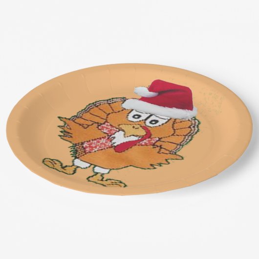 Weihnachtsfeiertage Erntedank Truthahn Pappteller (Schrägansicht)