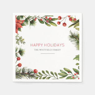 Weihnachtsfeiertage Familie Berries Grünpapier Serviette