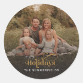 Weihnachtsfeiertage Familienfest Foto Moderne Mode Runder Aufkleber (Vorderseite)