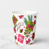 Weihnachtsfeiertage Feierliche Geschenke Floraler Pappbecher (Rückseite)
