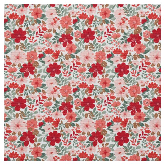 Weihnachtsfeiertage Florals - Rot und Grün Stoff (Muster)