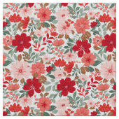 Weihnachtsfeiertage Florals - Rot und Grün Stoff (Nahaufnahme)