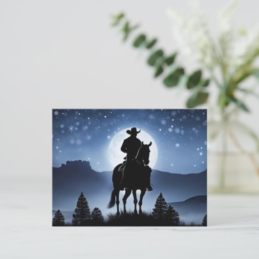 Weihnachtsfeiertage Frohe Festtage Cowboy Postkarte (Stehend Vorderseite)