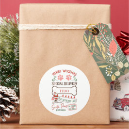 Weihnachtsfeiertage geben Haustier-Hund Runder Aufkleber