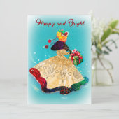 Weihnachtsfeiertage Geschenkboxen Gold Glitzer Gir Dankeskarte (Stehend Vorderseite)