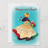 Weihnachtsfeiertage Geschenkboxen Gold Glitzer Gir Einladung (Vorderseite)