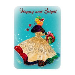 Weihnachtsfeiertage Geschenkboxen Gold Glitzer Gir Magnet