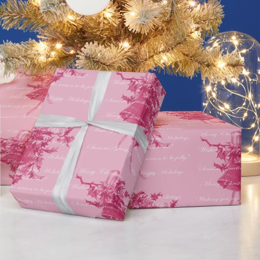 Weihnachtsfeiertage Glocken rosa neutral Geschenkpapier (Feiertage)