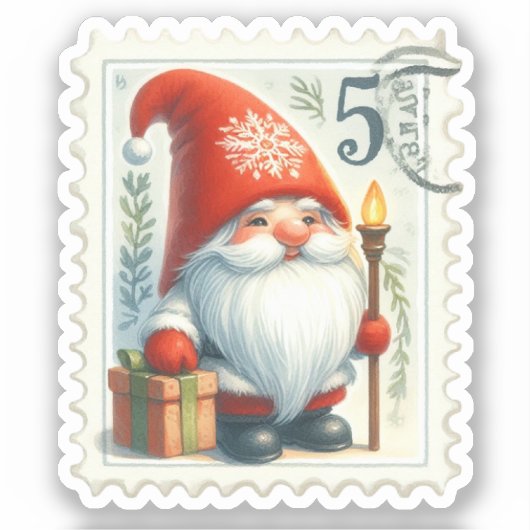 Weihnachtsfeiertage Gnomes Briefmarken Aufkleber (Vorderseite)