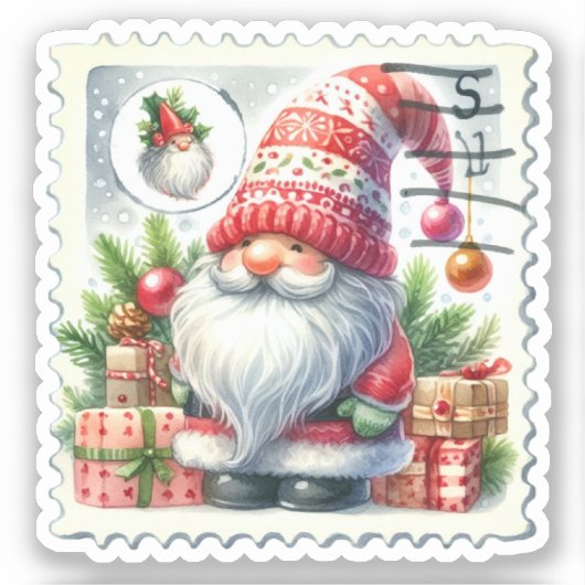 Weihnachtsfeiertage Gnomes Briefmarken Aufkleber (Vorderseite)