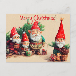 Weihnachtsfeiertage Gnomes Postkarte