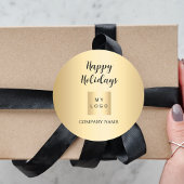 Weihnachtsfeiertage Gold-Firmenlogo Runder Aufkleber