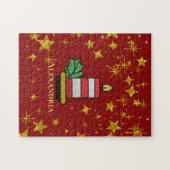 Weihnachtsfeiertage Gold Stars Candle Personalisie Puzzle (Horizontal)