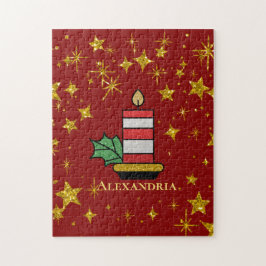 Weihnachtsfeiertage Gold Stars Candle Personalisie Puzzle