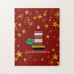 Weihnachtsfeiertage Gold Stars Candle Personalisie Puzzle