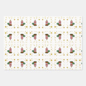 Weihnachtsfeiertage Gold Stars Kerzen Glitzer Wrap Geschenkpapier Set (Vorderseite 2)