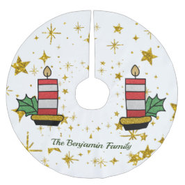 Weihnachtsfeiertage Gold Stars Kerzenschein Glitze Polyester Weihnachtsbaumdecke