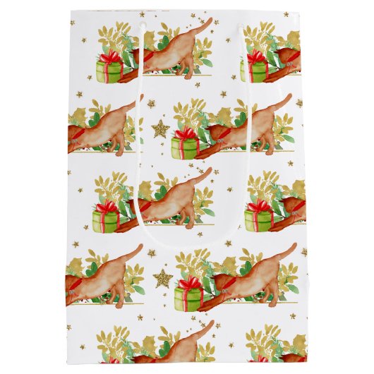 Weihnachtsfeiertage Gold Stars Mittlere Geschenktüte (Rückseite)