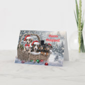 Weihnachtsfeiertage Grüße Niedliche Dackel Welpen Karte (Vorderseite)