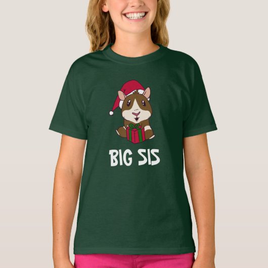 Weihnachtsfeiertage Guinea Pig Big Sis Personalisi T-Shirt (Vorderseite)