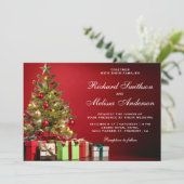 Weihnachtsfeiertage Hochzeit des Roten Weihnachtsb Einladung (Stehend Vorderseite)